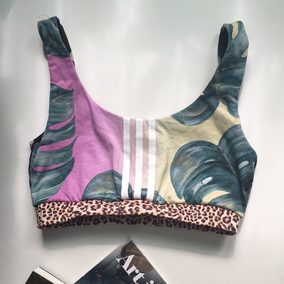 adidas Other - Adidas athletic modern sports bra 3 stripe print